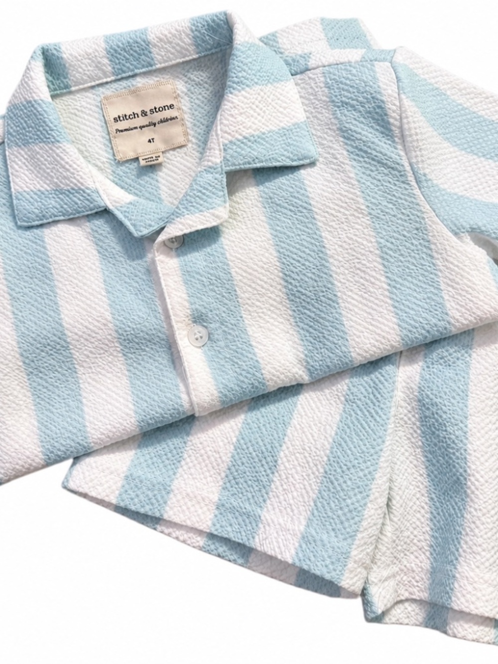Stitch & Stone Boys Blue Striped Shirt & Shorts